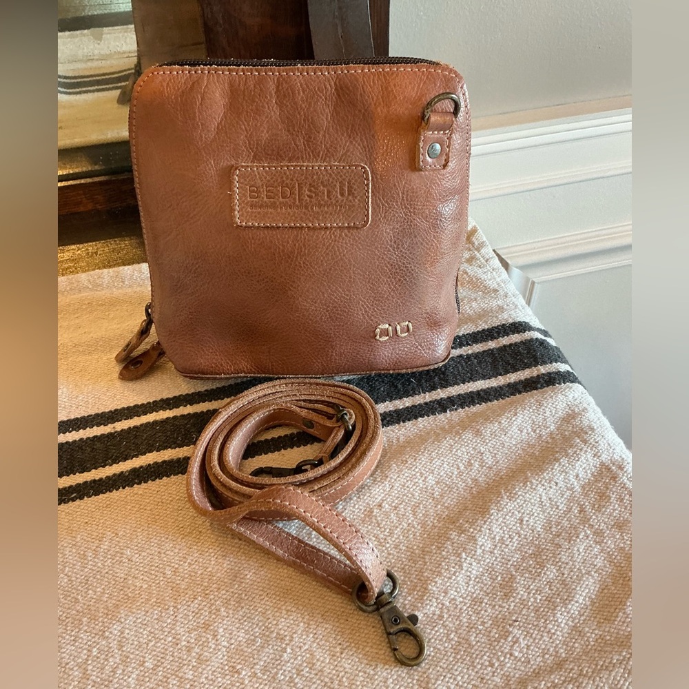 NWOT Bed Stu Leather Ventura Crossbody Bag Tan Rustic Mason Retail $155 - Picture 13 of 14